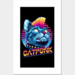 cat punk Posters and Art